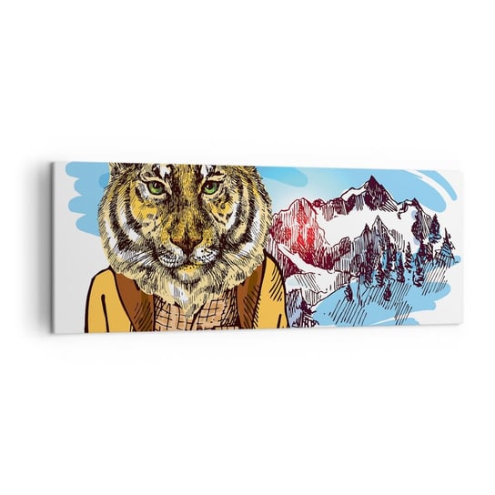 Obraz na płótnie - Nie taki dziki jak go rysują - 140x50cm - Abstrakcja Tygrys Góry - Nowoczesny Canvas obraz do salonu do sypialni ARTTOR ARTTOR