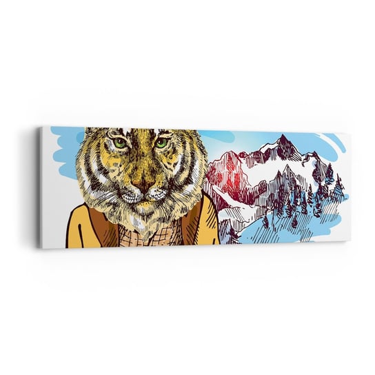 Obraz na płótnie - Nie taki dziki jak go rysują - 90x30cm - Abstrakcja Tygrys Góry - Nowoczesny Canvas obraz do salonu do sypialni ARTTOR ARTTOR