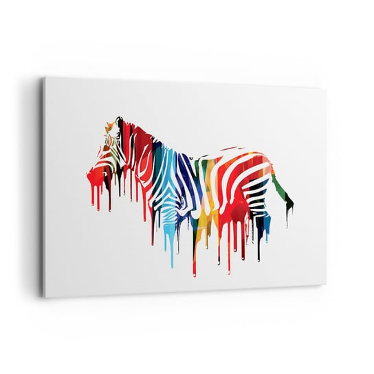 Obraz na płótnie - Nie tylko czarno-biały - 120x80cm - Abstrakcja Zebra Grafika - Nowoczesny obraz na ścianę do salonu do sypialni ARTTOR ARTTOR