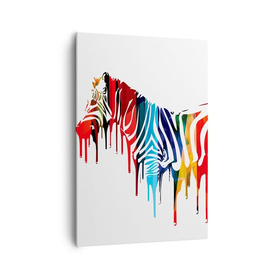 Obraz na płótnie - Nie tylko czarno-biały - 70x100cm - Abstrakcja Zebra Grafika - Nowoczesny foto obraz w ramie do salonu do sypialni ARTTOR ARTTOR