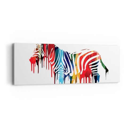 Obraz na płótnie - Nie tylko czarno-biały - 90x30cm - Abstrakcja Zebra Grafika - Nowoczesny Canvas obraz do salonu do sypialni ARTTOR ARTTOR