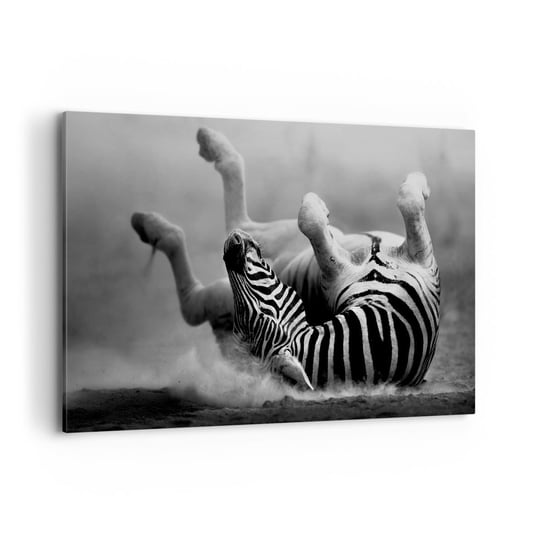 Obraz na płótnie - Nie tylko koń by się uśmiał - 120x80cm - Zwierzęta Zebra Natura - Nowoczesny obraz na ścianę do salonu do sypialni ARTTOR ARTTOR