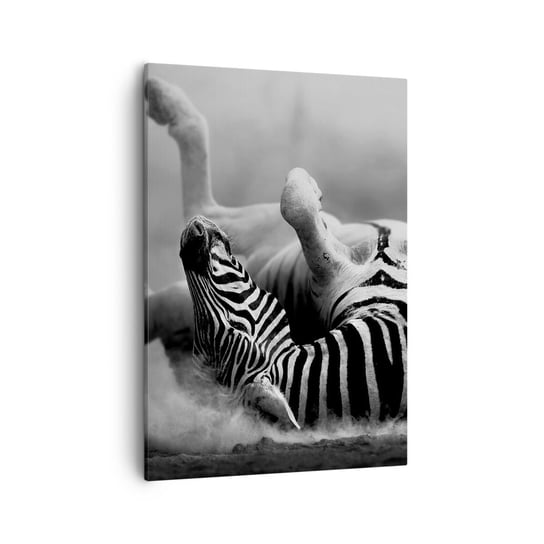 Obraz na płótnie - Nie tylko koń by się uśmiał - 50x70cm - Zwierzęta Zebra Natura - Nowoczesny Canvas obraz do salonu do sypialni ARTTOR ARTTOR
