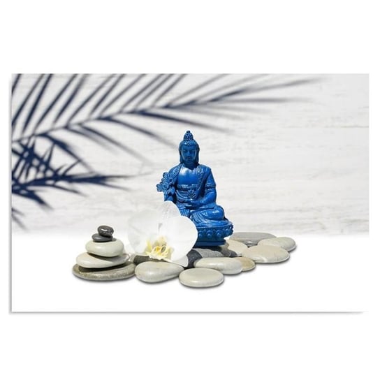 Obraz na płótnie, Niebieski Budda na kamieniach, 100x70 cm Feeby