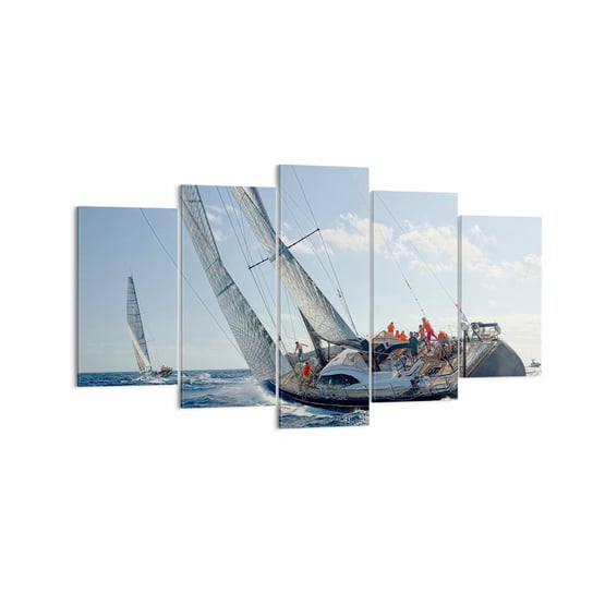 Obraz na płótnie - Niech zwycięży lepszy - 160x85 cm - Obraz nowoczesny - Jacht Żaglowy, Regaty, Żeglowanie, Ocean, Podróże - EA160x85-4032 ARTTOR