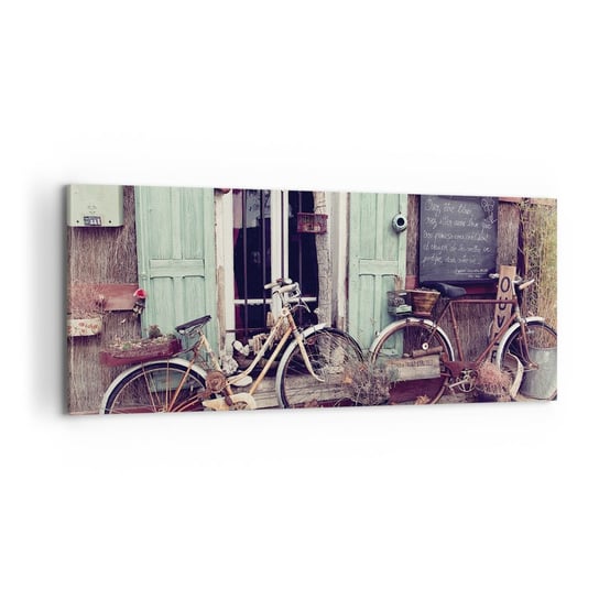 Obraz na płótnie - Niech żyje prowincja - 100x40cm - Rower Vintage Prowansja - Nowoczesny foto obraz w ramie do salonu do sypialni ARTTOR ARTTOR