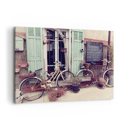 Obraz na płótnie - Niech żyje prowincja - 100x70cm - Rower Vintage Prowansja - Nowoczesny foto obraz w ramie do salonu do sypialni ARTTOR ARTTOR