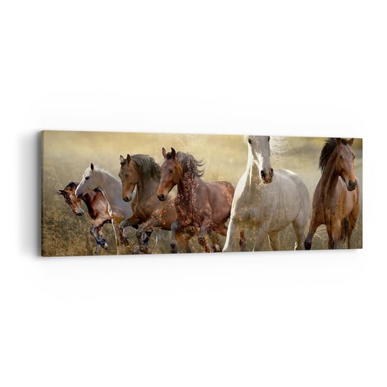 Obraz na płótnie - Niech żyje wolność! - 90x30cm - Zwierzęta Koń Galop - Nowoczesny Canvas obraz do salonu do sypialni ARTTOR ARTTOR