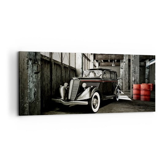 Obraz na płótnie - Nieprzemijająca elegancja lat 30. - 120x50cm - Motoryzacja Samochód Retro Magazyn Fabryczny - Nowoczesny obraz na ścianę do salonu do sypialni ARTTOR ARTTOR