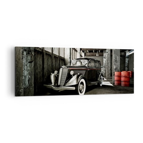 Obraz na płótnie - Nieprzemijająca elegancja lat 30. - 140x50cm - Motoryzacja Samochód Retro Magazyn Fabryczny - Nowoczesny Canvas obraz do salonu do sypialni ARTTOR ARTTOR