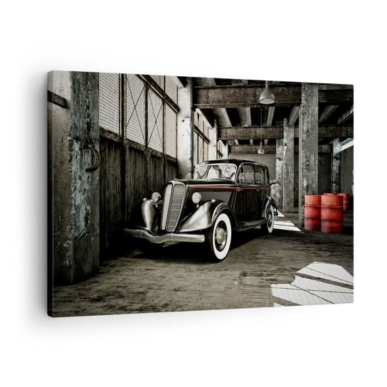 Obraz na płótnie - Nieprzemijająca elegancja lat 30. - 70x50cm - Motoryzacja Samochód Retro Magazyn Fabryczny - Nowoczesny Canvas obraz do salonu do sypialni ARTTOR ARTTOR