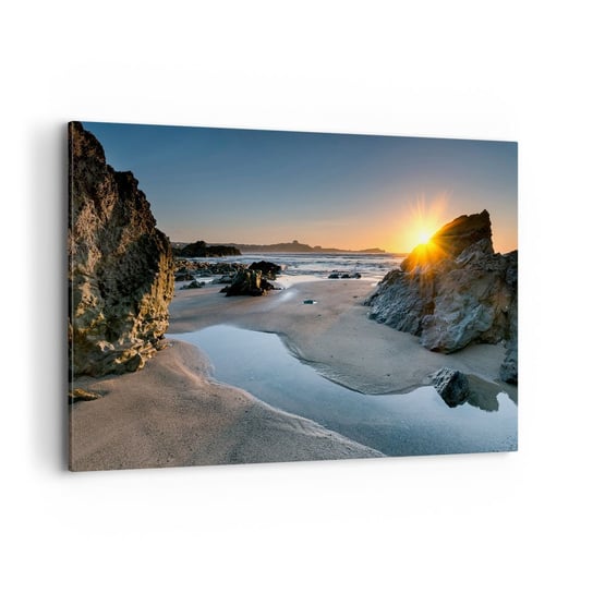 Obraz na płótnie - Nietknięte ludzką ręką - 100x70cm - Krajobraz Plaża Wybrzeże Kornwalii - Nowoczesny foto obraz w ramie do salonu do sypialni ARTTOR ARTTOR