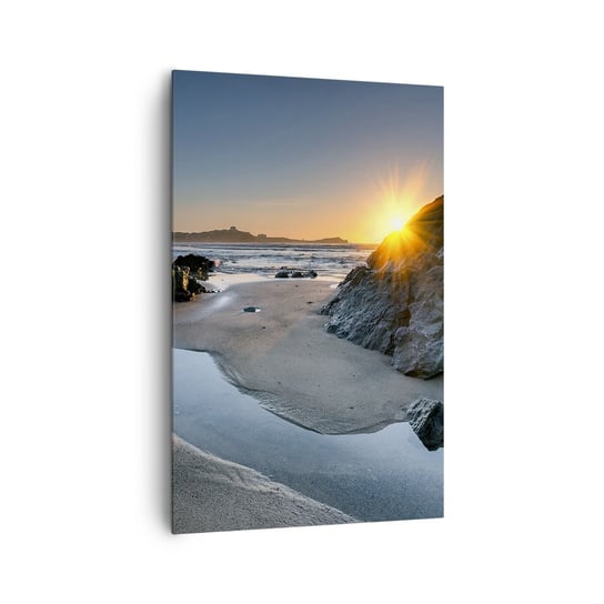 Obraz na płótnie - Nietknięte ludzką ręką - 80x120cm - Krajobraz Plaża Wybrzeże Kornwalii - Nowoczesny obraz na ścianę do salonu do sypialni ARTTOR ARTTOR