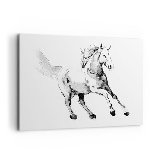 Obraz na płótnie - Nieujarzmiona dusza - 100x70cm - Koń Zwierzęta Grafika - Nowoczesny foto obraz w ramie do salonu do sypialni ARTTOR ARTTOR