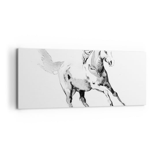 Obraz na płótnie - Nieujarzmiona dusza - 120x50cm - Koń Zwierzęta Grafika - Nowoczesny obraz na ścianę do salonu do sypialni ARTTOR ARTTOR