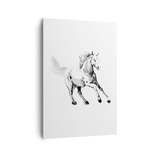 Obraz na płótnie - Nieujarzmiona dusza - 70x100cm - Koń Zwierzęta Grafika - Nowoczesny foto obraz w ramie do salonu do sypialni ARTTOR ARTTOR