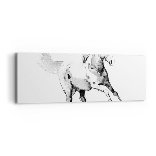 Obraz na płótnie - Nieujarzmiona dusza - 90x30cm - Koń Zwierzęta Grafika - Nowoczesny Canvas obraz do salonu do sypialni ARTTOR ARTTOR