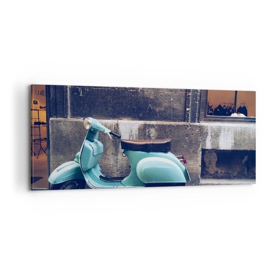 Obraz na płótnie - Niezapomniane klimaty - 100x40cm - Włochy Skuter Vintage - Nowoczesny foto obraz w ramie do salonu do sypialni ARTTOR ARTTOR
