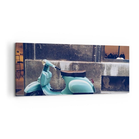 Obraz na płótnie - Niezapomniane klimaty - 120x50cm - Włochy Skuter Vintage - Nowoczesny obraz na ścianę do salonu do sypialni ARTTOR ARTTOR