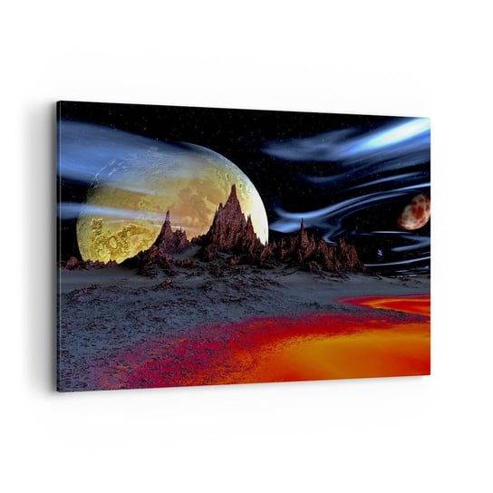 Obraz na płótnie - Nieznany świat - 100x70cm - Abstrakcja Kosmos 3D - Nowoczesny foto obraz w ramie do salonu do sypialni ARTTOR ARTTOR