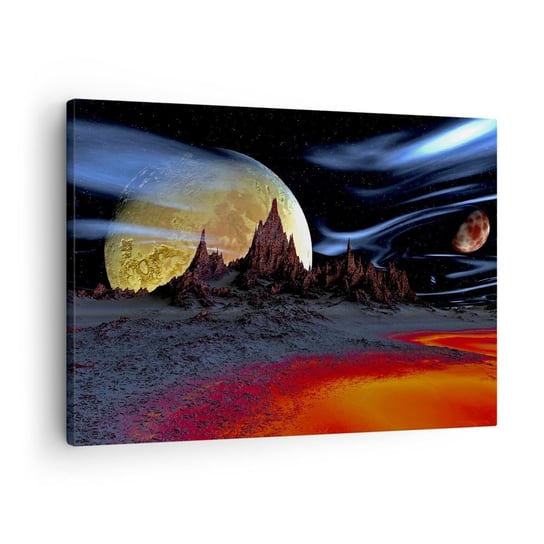 Obraz na płótnie - Nieznany świat - 70x50cm - Abstrakcja Kosmos 3D - Nowoczesny Canvas obraz do salonu do sypialni ARTTOR ARTTOR