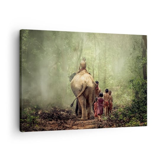 Obraz na płótnie - Nowa Księga Dżungli - 70x50cm - Krajobraz Słoń Dżungla - Nowoczesny Canvas obraz do salonu do sypialni ARTTOR ARTTOR