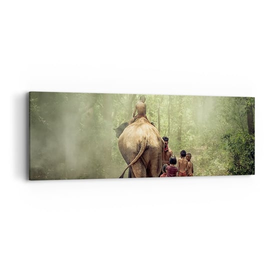 Obraz na płótnie - Nowa Księga Dżungli - 90x30cm - Krajobraz Słoń Dżungla - Nowoczesny Canvas obraz do salonu do sypialni ARTTOR ARTTOR