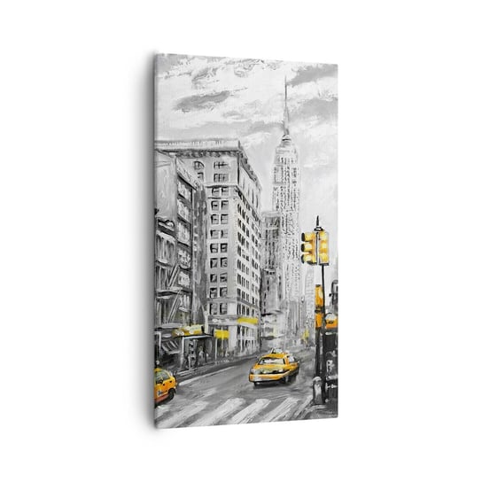 Obraz na płótnie - Nowojorska opowieść - 55x100 cm - Obraz nowoczesny - Miasto, Nowy Jork, Architektura, Żółta Taksówka, Manhattan - PA55x100-3148 ARTTOR
