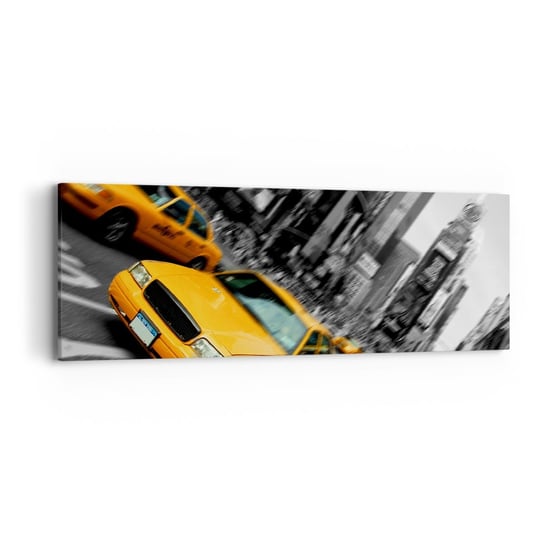 Obraz na płótnie - Nowojorskie krople słońca - 90x30cm - Miasto Ney York Taxi - Nowoczesny Canvas obraz do salonu do sypialni ARTTOR ARTTOR