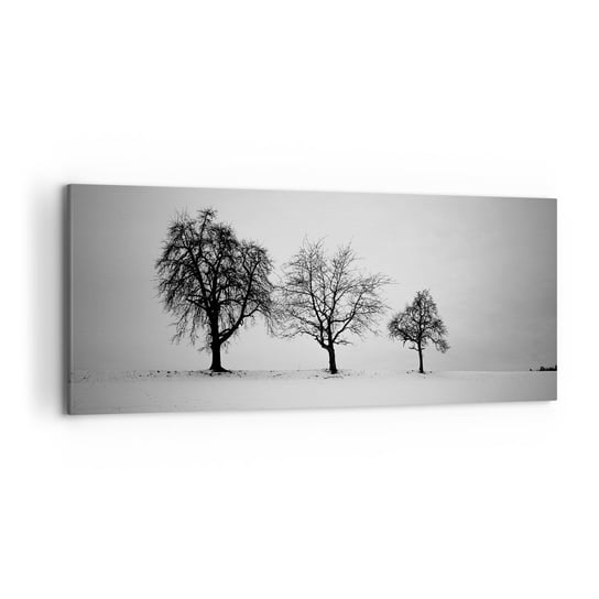 Obraz na płótnie - O czym śnią? - 120x50cm - Krajobraz Drzewa Zima - Nowoczesny obraz na ścianę do salonu do sypialni ARTTOR ARTTOR