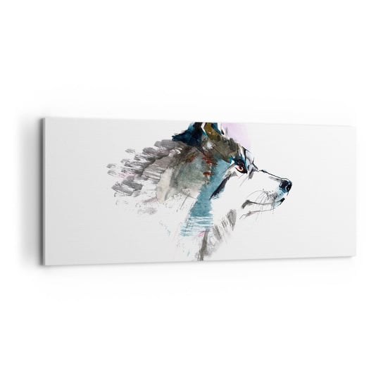 Obraz na płótnie - O wilku mowa - 100x40cm - Abstrakcja Zwierzęta Pies - Nowoczesny foto obraz w ramie do salonu do sypialni ARTTOR ARTTOR