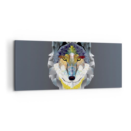 Obraz na płótnie - O wilku mowa - 120x50cm - Abstrakcja Wilk Zwierzęta - Nowoczesny obraz na ścianę do salonu do sypialni ARTTOR ARTTOR