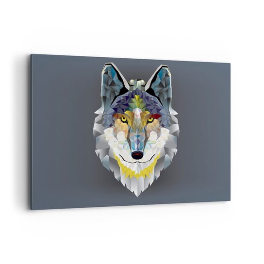 Obraz na płótnie - O wilku mowa - 120x80cm - Abstrakcja Wilk Zwierzęta - Nowoczesny obraz na ścianę do salonu do sypialni ARTTOR ARTTOR