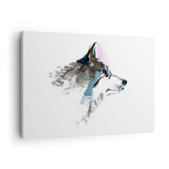 Obraz na płótnie - O wilku mowa - 70x50cm - Abstrakcja Zwierzęta Pies - Nowoczesny Canvas obraz do salonu do sypialni ARTTOR ARTTOR