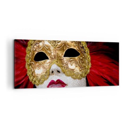 Obraz na płótnie - Obietnica karnawałowej przygody - 100x40cm - Maska Wenecka Sztuka Wenecja - Nowoczesny foto obraz w ramie do salonu do sypialni ARTTOR ARTTOR