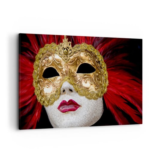 Obraz na płótnie - Obietnica karnawałowej przygody - 120x80cm - Maska Wenecka Sztuka Wenecja - Nowoczesny obraz na ścianę do salonu do sypialni ARTTOR ARTTOR