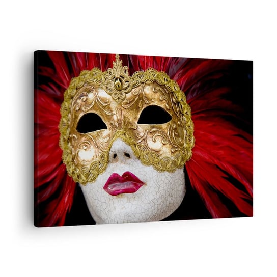 Obraz na płótnie - Obietnica karnawałowej przygody - 70x50cm - Maska Wenecka Sztuka Wenecja - Nowoczesny Canvas obraz do salonu do sypialni ARTTOR ARTTOR