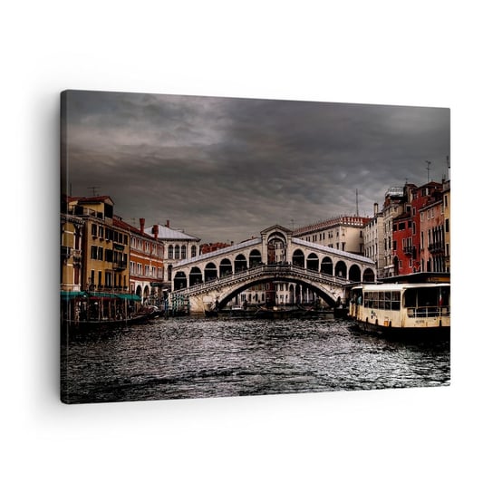 Obraz na płótnie - Obietnica weneckiego wieczoru - 70x50cm - Miasto Wenecja Most - Nowoczesny Canvas obraz do salonu do sypialni ARTTOR ARTTOR