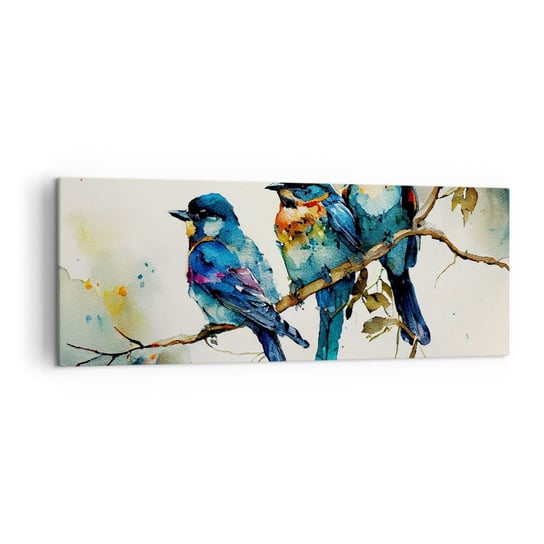 Obraz na płótnie - Obraził się? - 140x50cm - Ptaki Natura Akwarela - Nowoczesny Canvas obraz do salonu do sypialni ARTTOR ARTTOR