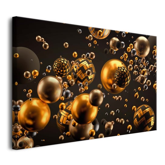 Obraz na płótnie obrazy na ścianę do salonu złoto czarne kule 80x120cm Naklejkomania