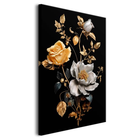 Obraz na płótnie obrazy na ścianę do sypialni złote róże kwiaty 80x120 Naklejkomania