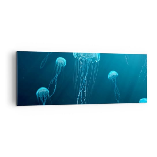 Obraz na płótnie - Oceaniczny taniec - 140x50cm - Meduza Ocean Woda - Nowoczesny Canvas obraz do salonu do sypialni ARTTOR ARTTOR