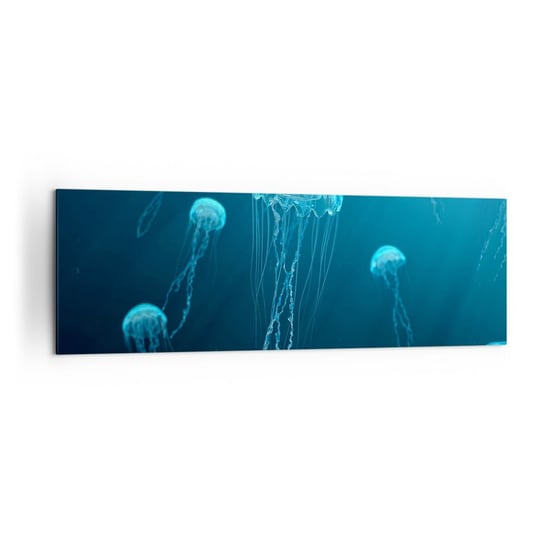 Obraz na płótnie - Oceaniczny taniec - 160x50cm - Meduza Ocean Woda - Nowoczesny foto obraz w ramie do salonu do sypialni ARTTOR ARTTOR