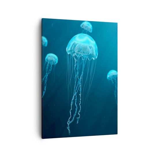 Obraz na płótnie - Oceaniczny taniec - 50x70cm - Meduza Ocean Woda - Nowoczesny Canvas obraz do salonu do sypialni ARTTOR ARTTOR