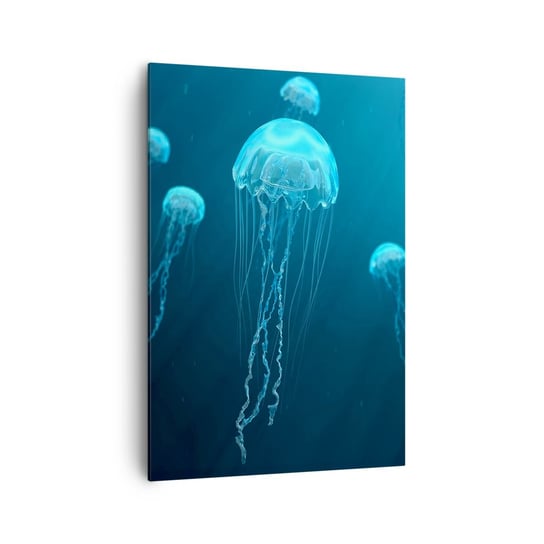 Obraz na płótnie - Oceaniczny taniec - 70x100cm - Meduza Ocean Woda - Nowoczesny foto obraz w ramie do salonu do sypialni ARTTOR ARTTOR
