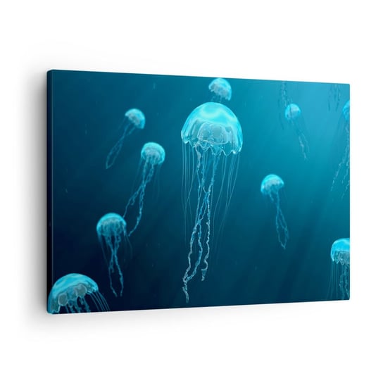 Obraz na płótnie - Oceaniczny taniec - 70x50cm - Meduza Ocean Woda - Nowoczesny Canvas obraz do salonu do sypialni ARTTOR ARTTOR