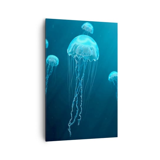 Obraz na płótnie - Oceaniczny taniec - 80x120cm - Meduza Ocean Woda - Nowoczesny obraz na ścianę do salonu do sypialni ARTTOR ARTTOR