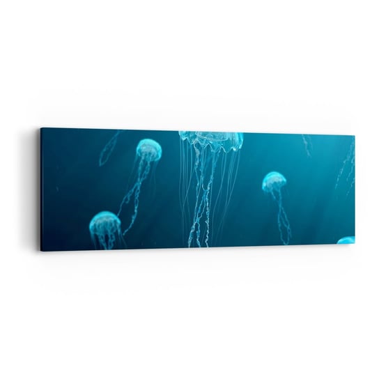 Obraz na płótnie - Oceaniczny taniec - 90x30cm - Meduza Ocean Woda - Nowoczesny Canvas obraz do salonu do sypialni ARTTOR ARTTOR