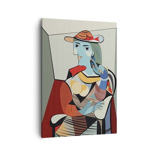 Obraz na płótnie - Oczami Picassa - 50x70cm - Kubizm Kobieta Kapelusz - Nowoczesny Canvas obraz do salonu do sypialni ARTTOR ARTTOR