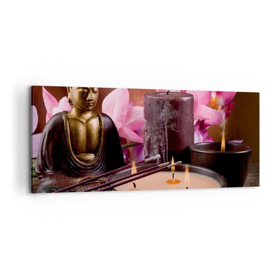 Obraz na płótnie - Oczyścić umysł, uspokoić ciało - 120x50cm - Budda Religia Kwiaty - Nowoczesny obraz na ścianę do salonu do sypialni ARTTOR ARTTOR